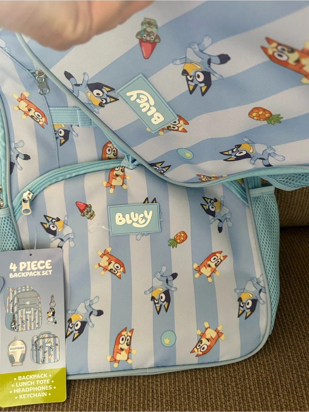 Bluey Kids 4-Piece Light Blue Backpack Set with Headphones - Blue
